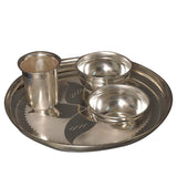 Silver Coated Plate, Glass and Set of Two Bowls Set