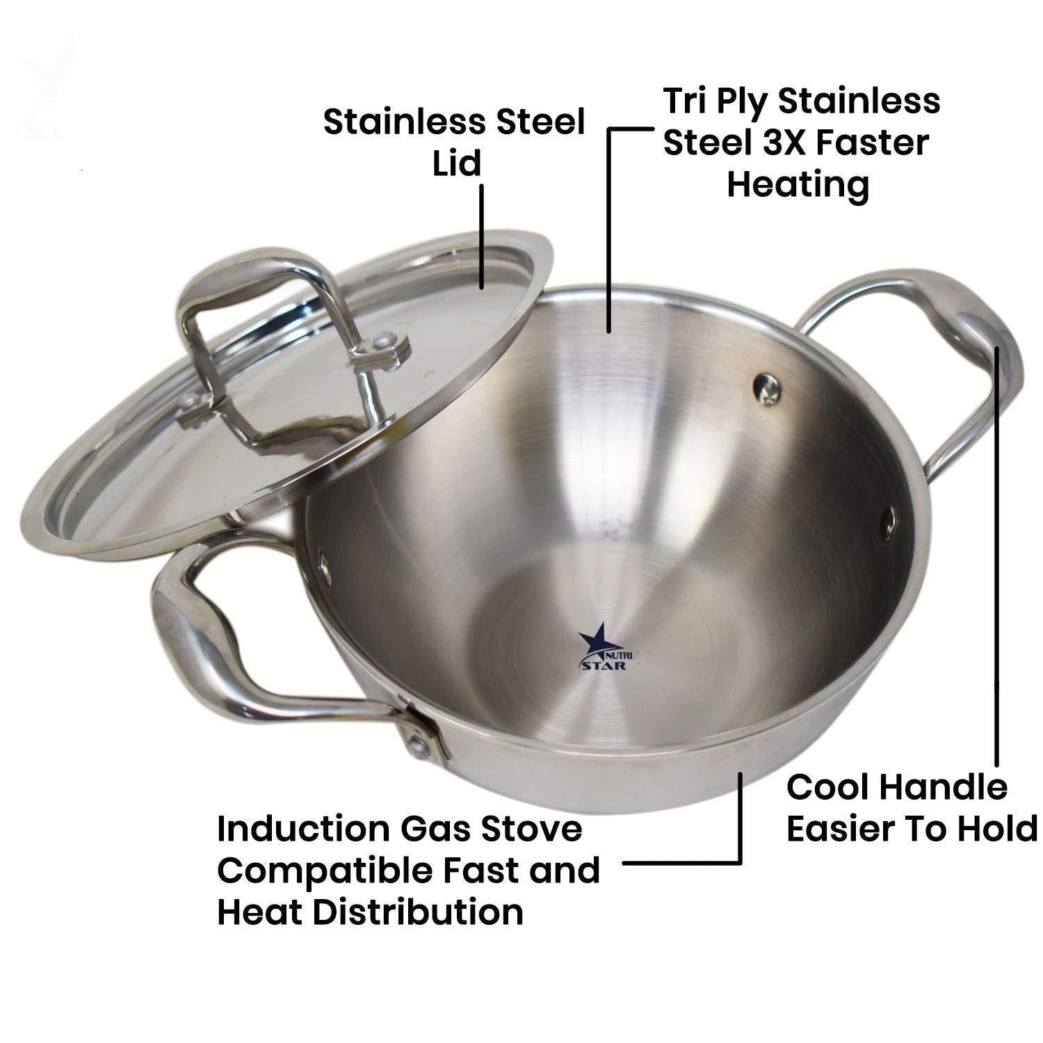 Buy Bottom Heavy Guage Stainless Steel Kadhai Cookware – Ashtok