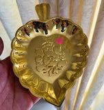 Brass Leaf Tray, Decorative brass plate with Ganesh embossed leaf shape
