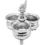 German Silver Chopala Gift Item Set Of 3 Bowls Attached (Pack of 2 Pcs)