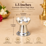 German Silver Puja Diya, Decorative Diya, Oil Lamp (Pack of 2 Pcs)