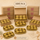 A set of 100 tray with six bowls, arranged in multiple brown cardboard boxes on a beige background. The Ash Tok brand logo is visible on the boxes.