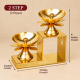Brass Lotus Diya with Stand – Decorative Pooja Oil Lamp for Mandir