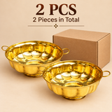 Six-inch brass decorative serving bowl, two-piece pack