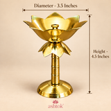 Brass Lotus stand diya, Brass Kamal Diya, Brass Oil lamp, Gift Item ( Set of 2 Pcs )