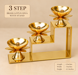 Brass Lotus Diya with Stand – Decorative Pooja Oil Lamp for Mandir