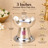 German Silver Puja Diya, Decorative Diya, Oil Lamp (Pack of 2 Pcs)