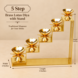 Brass Lotus Diya with Stand – Decorative Pooja Oil Lamp for Mandir