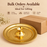 Brass Diya with Attached Plate | Pooja Deepam for Puja Room