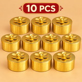 Brass-coloured metal dry fruit gift box with floral lid – additional product view