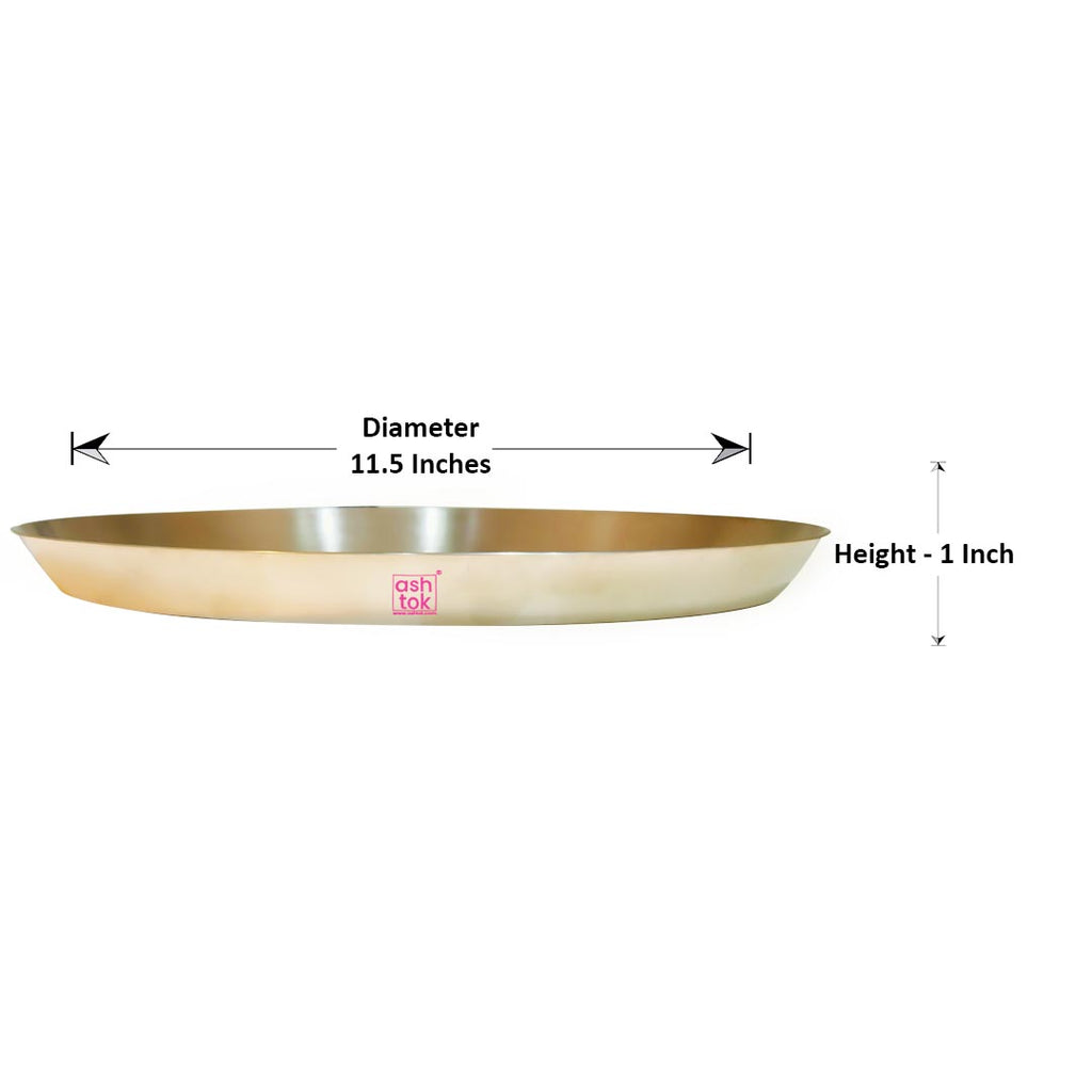 Ayurvedic Kansa bronze dinner thali with matt finish and inclined rim, designed for healthy traditional dining and serving.