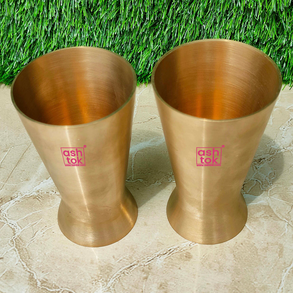 Ayurvedic Kansa bronze water glasses with 250ML capacity, crafted for daily hydration and traditional wellness-inspired lifestyles.