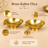 Brass Kuber Diya, Oil Lamp for Mandir and Diwali Gift