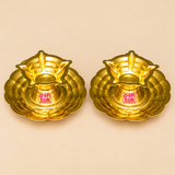 Brass Manikyal Diya With Plate, Handmade Puja Diya