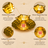 Brass Manikyal Diya With Plate, Handmade Puja Diya