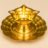 Brass Manikyal Diya With Plate, Handmade Puja Diya