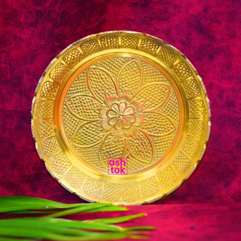 Brass Sweet Plate handcrafted Bowl, Brass Plate, Gift Item (Dia 6 Inches)