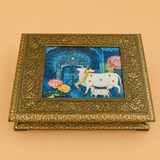 Wooden Dry Fruit Box Cow Design | Handcrafted Meenakari Decorative Gift & Storage Box | Set of 4