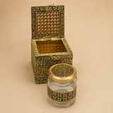 Meenakari Peacock With Jar Wood Box 4" x 4" x 4" – Handcrafted Decorative Wooden Gift & Storage Box