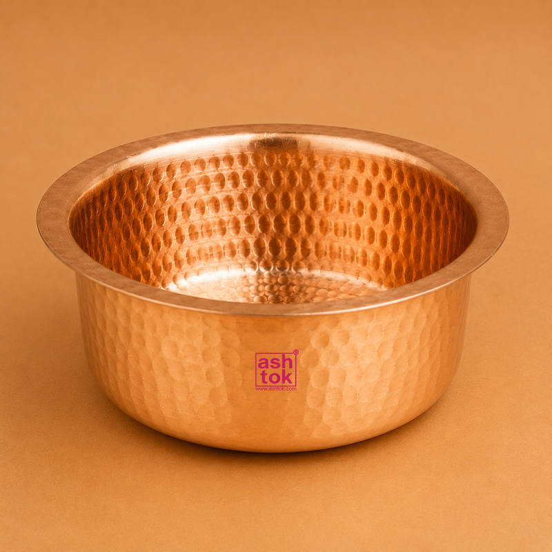 Copper Patila Tope, Copper Cooking Utensils with Hammered Design