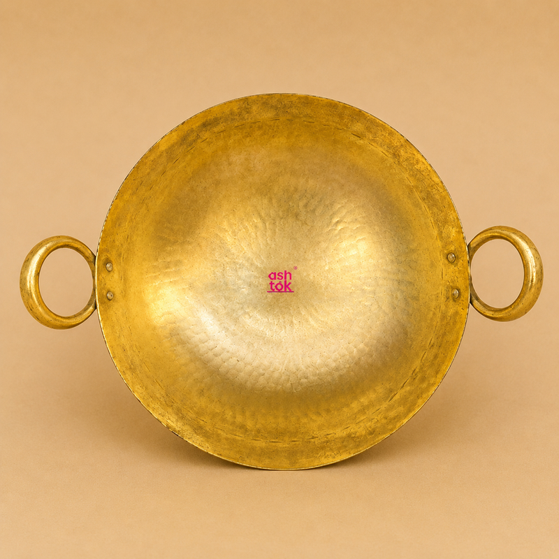 Brass Kadai, Traditional Brass Multipurposes Kadai, Brass Handmade Natural Kadai for cooking, Best Brass utensils for deepfry cooking