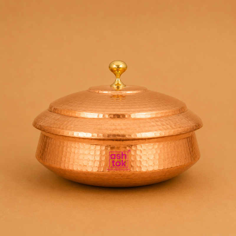 copper biryani handi with lid