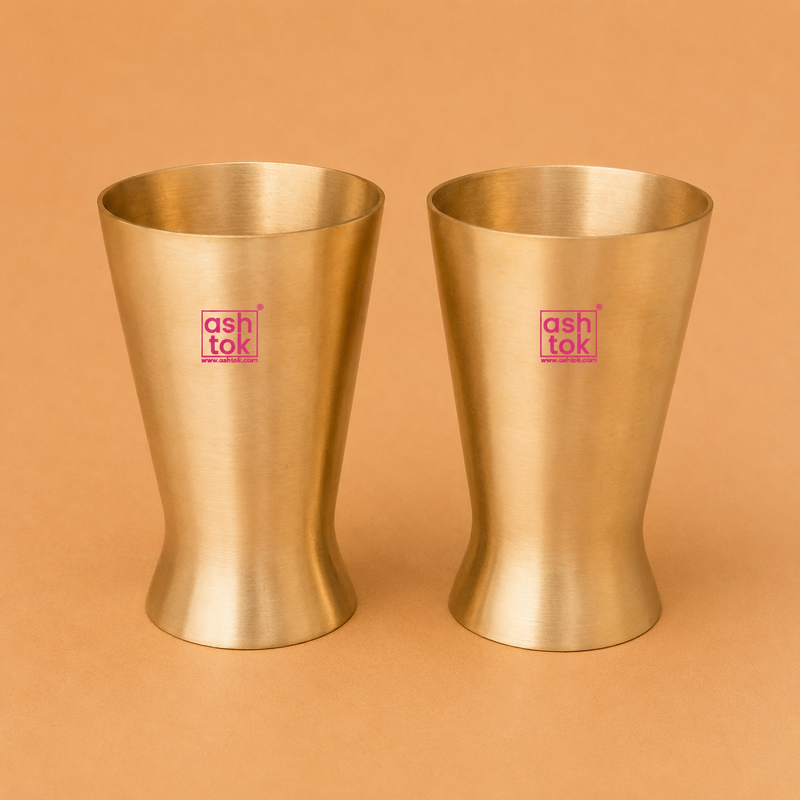 Kansa Lassi Glass, Bronze Lassi Glass Drinkware, Diameter 3 Inches, Capacity: 200ML (Set of 2)