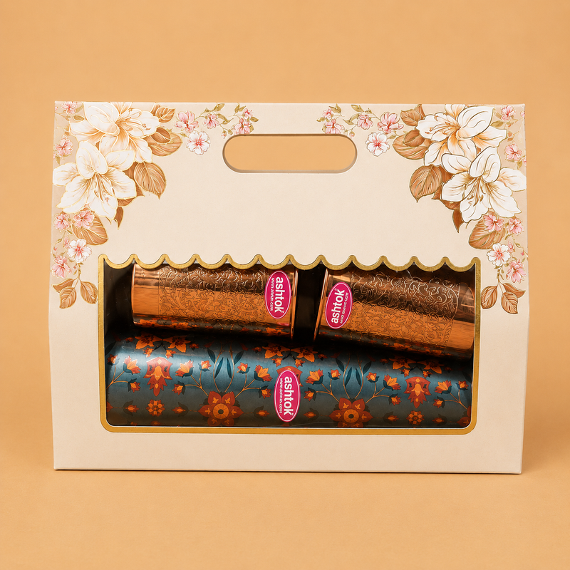 Copper Bottle with 2 Glass Set – Traditional Wellness Meets Elegant Living
