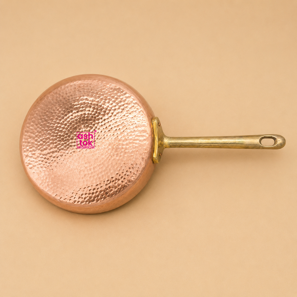 Copper Fry Pan with Insulated Handle | Handcrafted Traditional Cookware