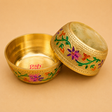 Brass Embosed Meena Wati, Multipurpose Brass Bowl, Serving Bowl