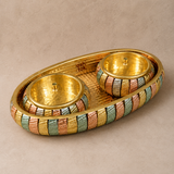 Gift Tray Bowls Brass and Copper Gift Set, Tray and 2 bowl