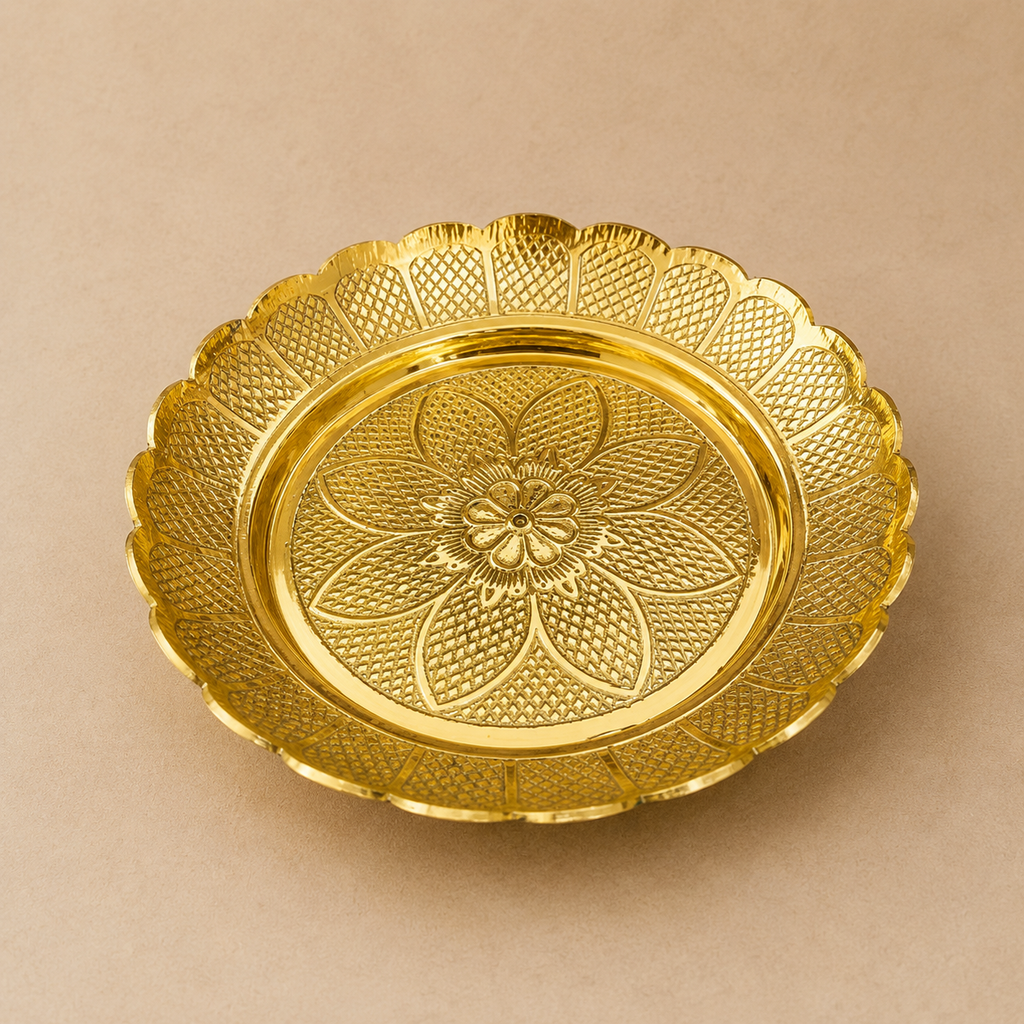Brass Sweet Plate handcrafted Bowl, Brass Plate, Gift Item (Dia 5 Inches)