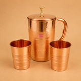 Copper Jug Glass set, glass water jug
