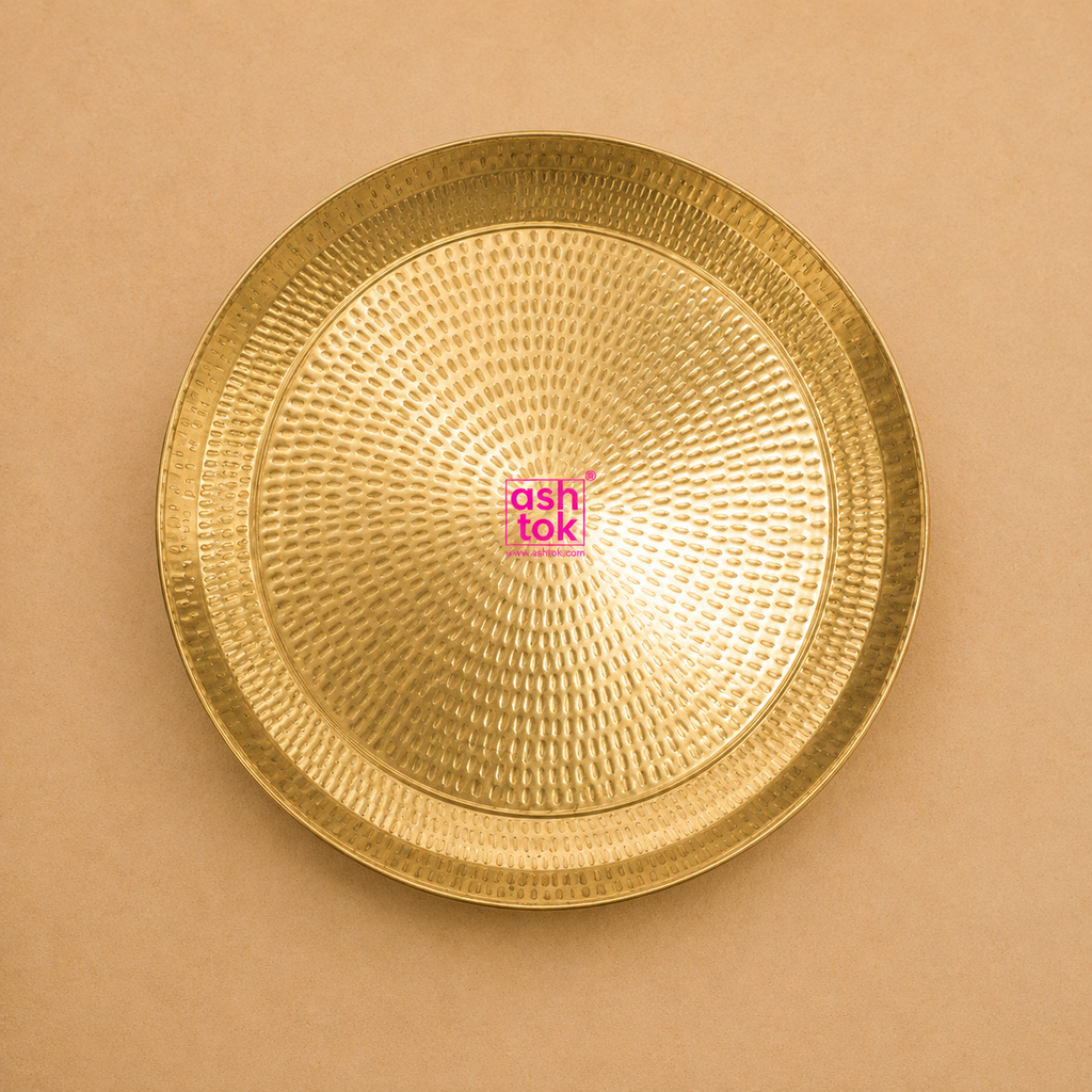 Brass Plate Tambalam, Brass Thali Traditional hammered design,  Marriage Gift Item