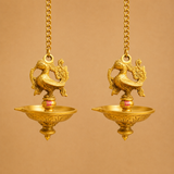 Brass Hanging Diya, Brass diya for puja, Diya with hanging chain