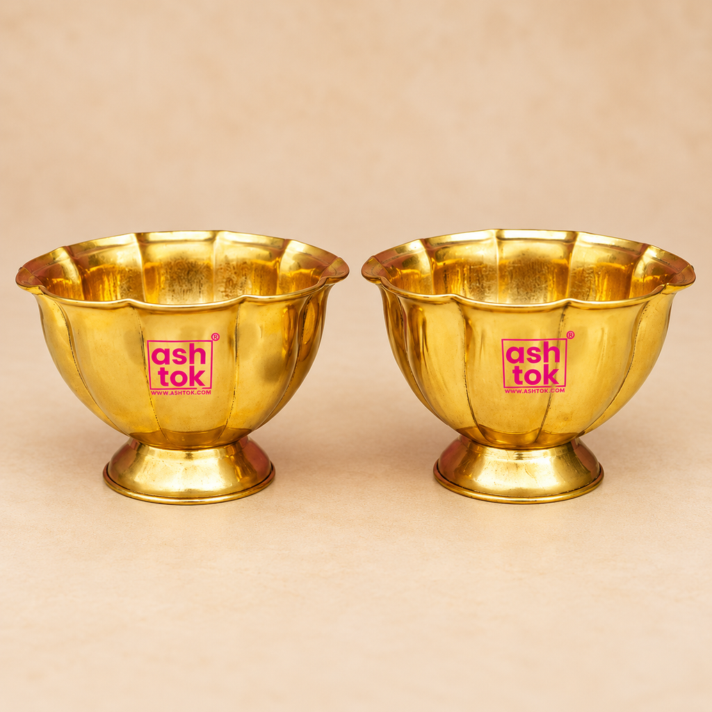 Brass Lotus Chandan Cup, handcrafted Decorative puja bowl