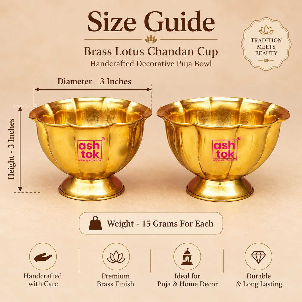Brass Lotus Chandan Cup, handcrafted Decorative puja bowl