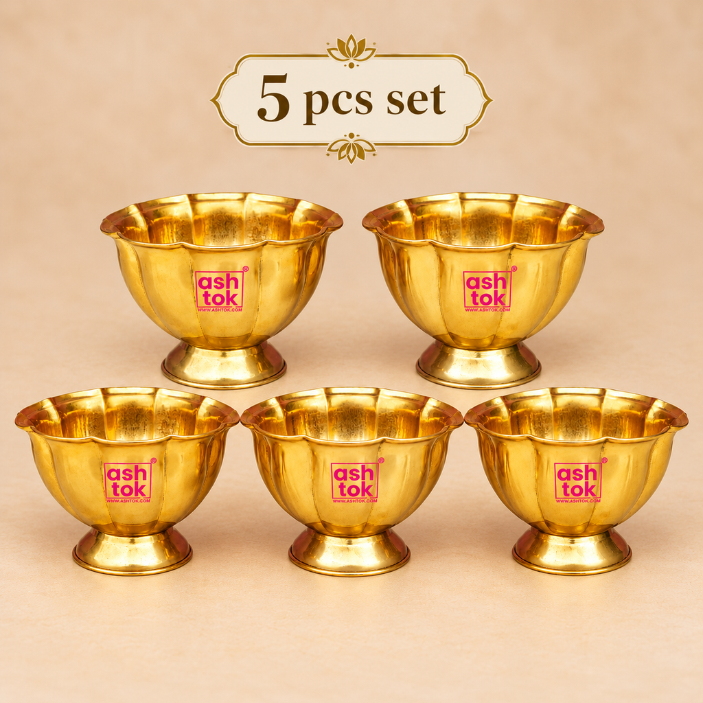 Brass Lotus Chandan Cup, handcrafted Decorative puja bowl