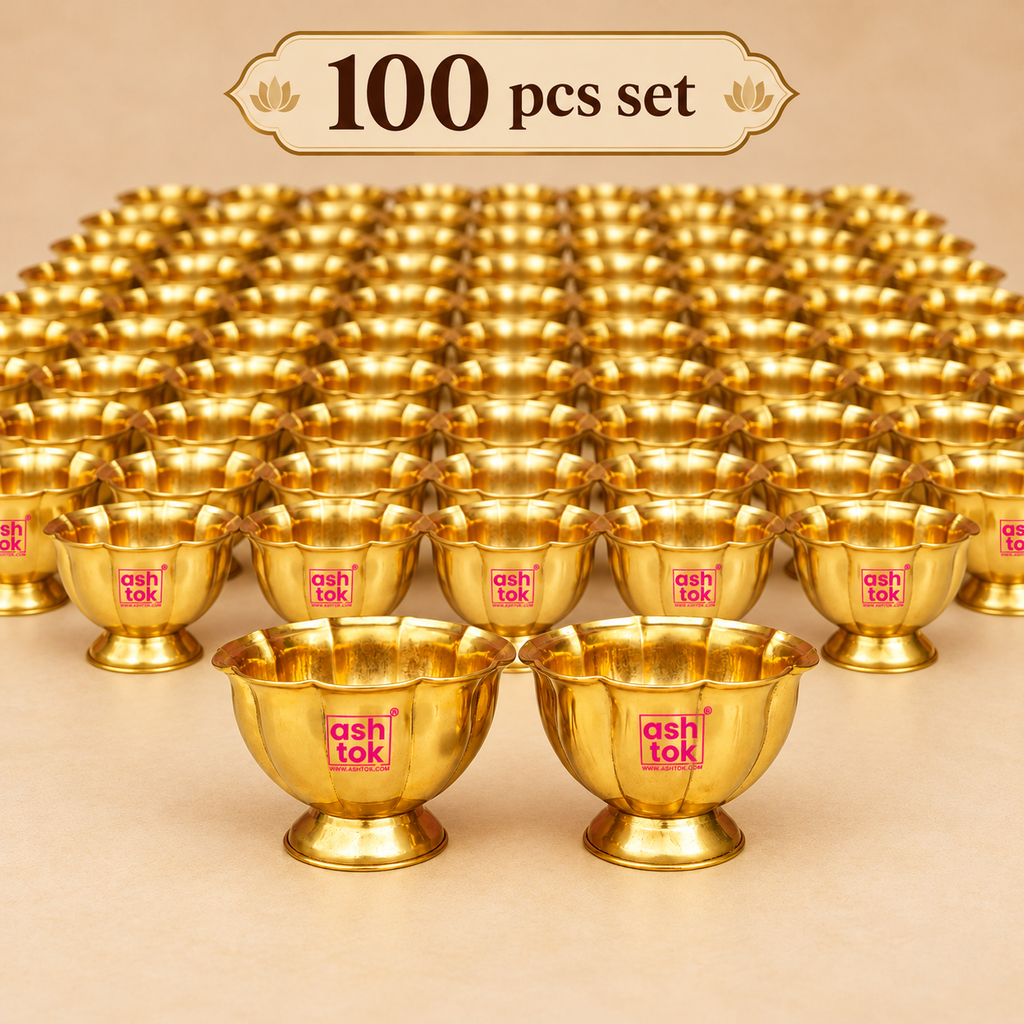 Brass Lotus Chandan Cup, handcrafted Decorative puja bowl