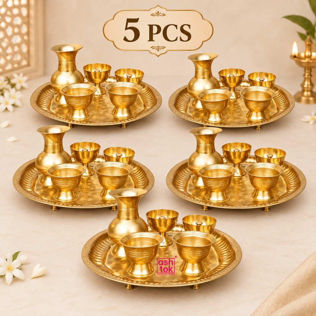Brass Puja Thali Set, Decorative Puja Items for Home