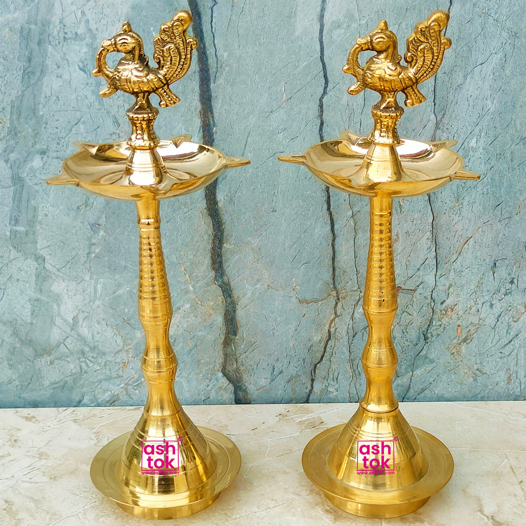 Decorative brass peacock diya set with traditional craftsmanship, perfect for Diwali, housewarming gifts, and spiritual decor.