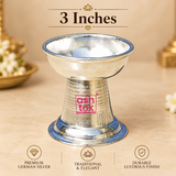 German Silver Round Diya, Puja Diya, Oil Diya