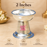 German Silver Round Diya, Puja Diya, Oil Diya