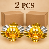 Gold and Silver Coated Brass Diya, Decorative Oil Diya, Puja Diya