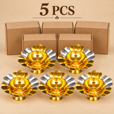 Gold and Silver Coated Brass Diya, Decorative Oil Diya, Puja Diya