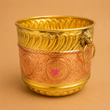 Handcrafted brass and copper planter for indoor and outdoor plants, ideal for home decor, gardens, balconies, and office spaces.