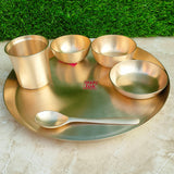 Handcrafted Kansa dinner thali set featuring an 11.5 inch bronze plate, perfect for daily meals and special occasions.