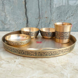 Handmade Kansa bronze dinner set featuring premium etching design, suitable for family dining, gifting, and special celebrations.