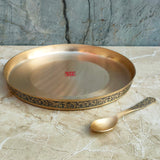 Heritage-style Kansa thali dinner set crafted from pure bronze with traditional etched patterns and timeless craftsmanship.