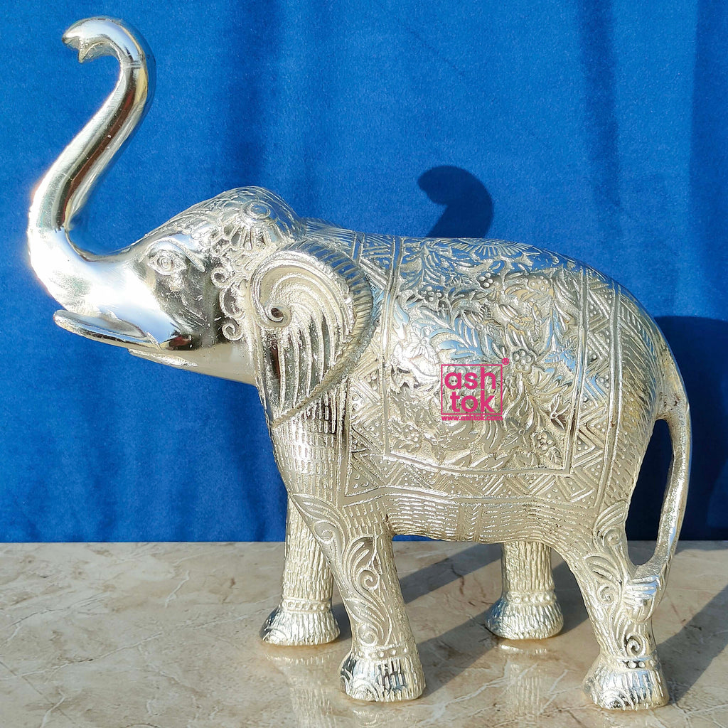 German Silver Elephant, Showpiece for Home decor, Length 10 Inch